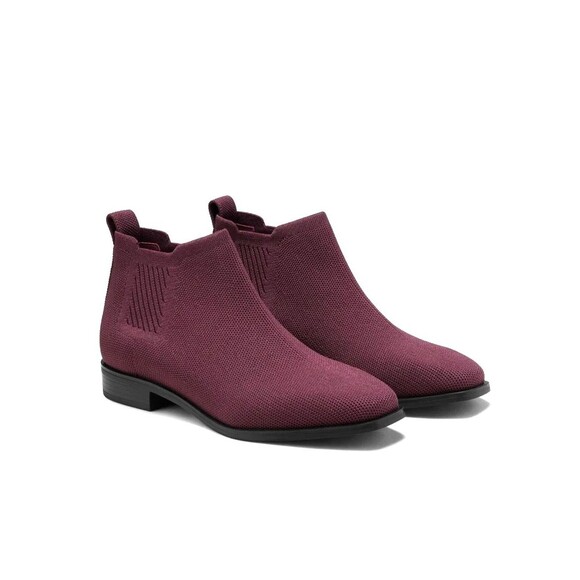 VIVAIA RYAN PRO Women Sz 7 Square Toe Water Repellent Knit Ankle Boots Burgundy - Picture 1 of 11
